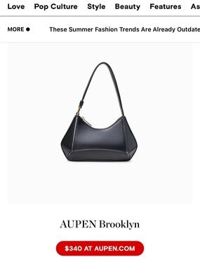 Aupen Brooklyn Black Leather Shoulder Bag